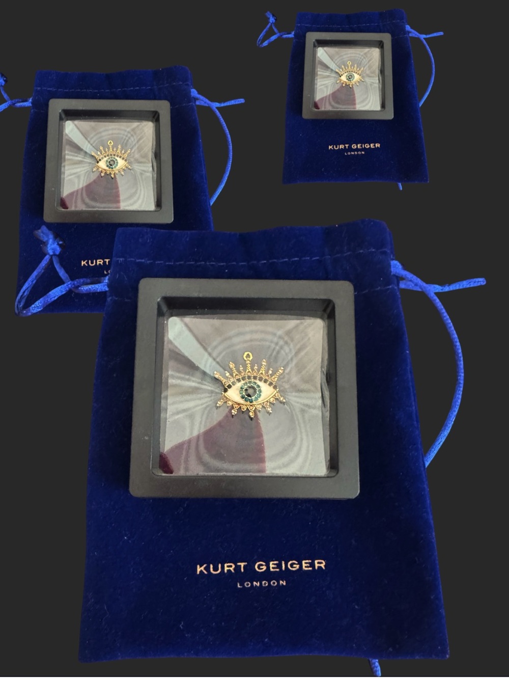 KURT GEIGER EVIL EYE PENDANT DUST BAG JEWELRY DISPLAY BOX